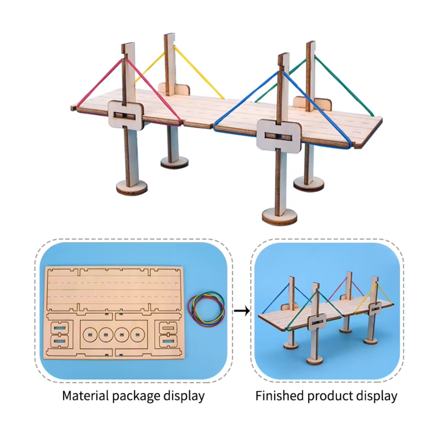 Pludo STEM Kit Little Builders – DIY Puzzle Toy for Kids 3–8 | Preschool-2 Cable Bridge Project