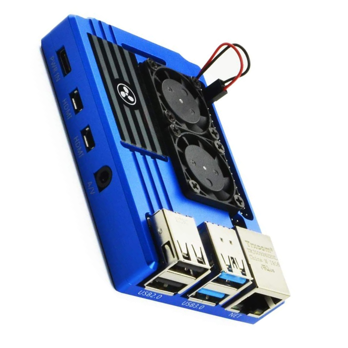 Metal Case with Double Fan for Raspberry PI 4 - Blue Colour - Image 2