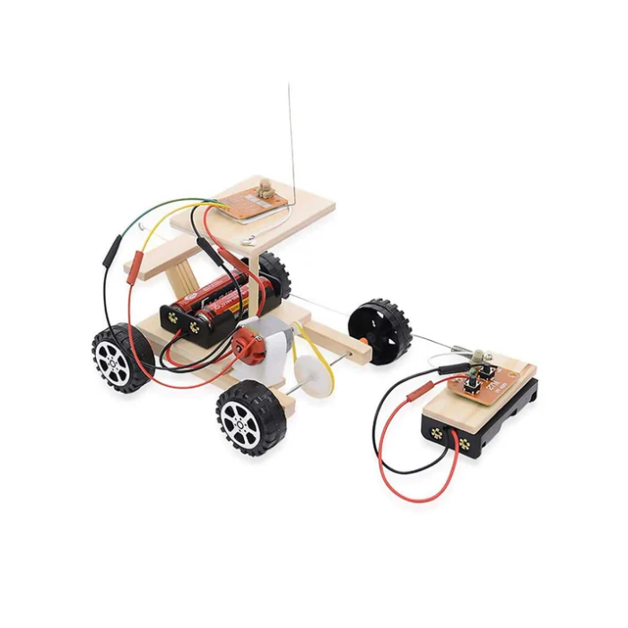 Wooden Wireless Remote Control DIY car Kit for Kids - Image 2