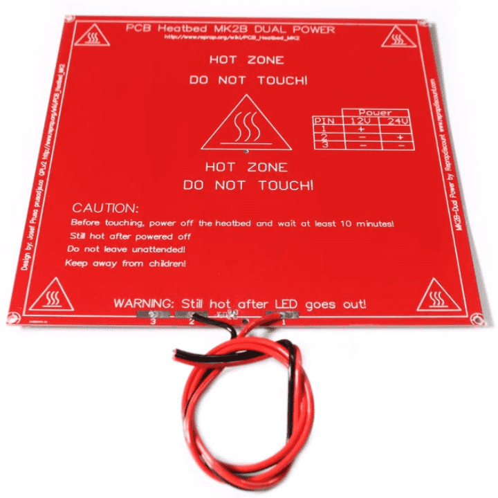 RepRap MK2B 3D printers Dual Power PCB HeatBed With 14AWG Cable (Red)