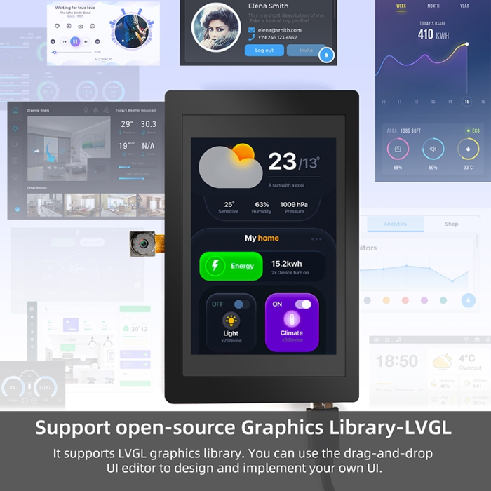 ELECROW ESP32 Terminal- 3.5 inch 480×320 SPI TFT capacitive touch display with OV2640 camera