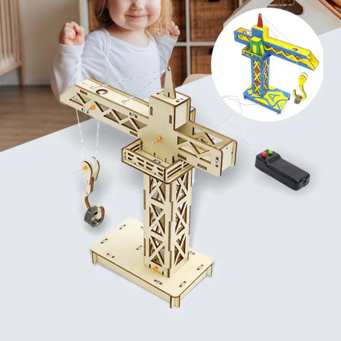 DIY Wooden Crane Tower Science Experimental Stem Kit for Kids - Image 2