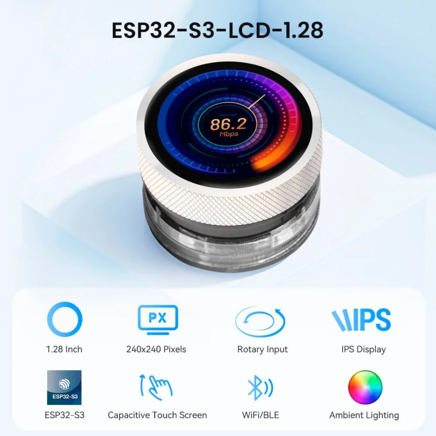 Elecrow CrowPanel 1.28 Inch ESP32 HMI Display with 240x240 IPS Round Touch Screen - Image 6