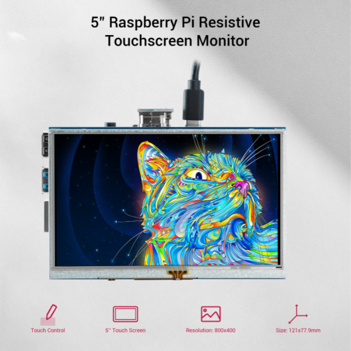 Elecrow RR050 5 Inch Resistive Touch Screen TFT Display 800x480 - Image 2
