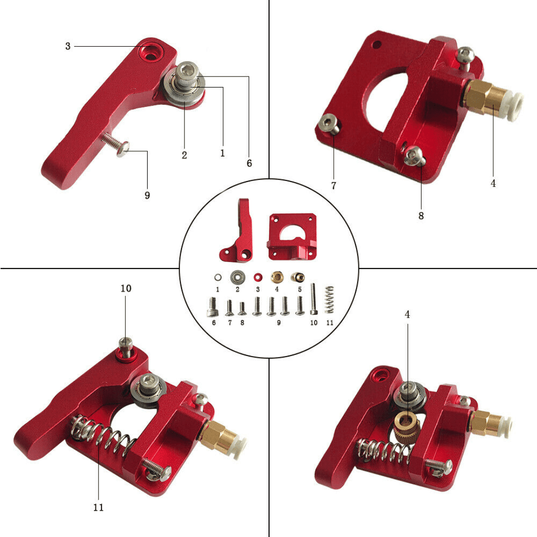 Extruder Kit Left Side Upgraded Red MK8 All Metal Bowden for 1.75mm Filament - Image 4