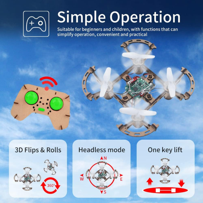 GKFESCC RC DIY Wooden Drone Kit for Kids for Ages 5-10+ - Image 6