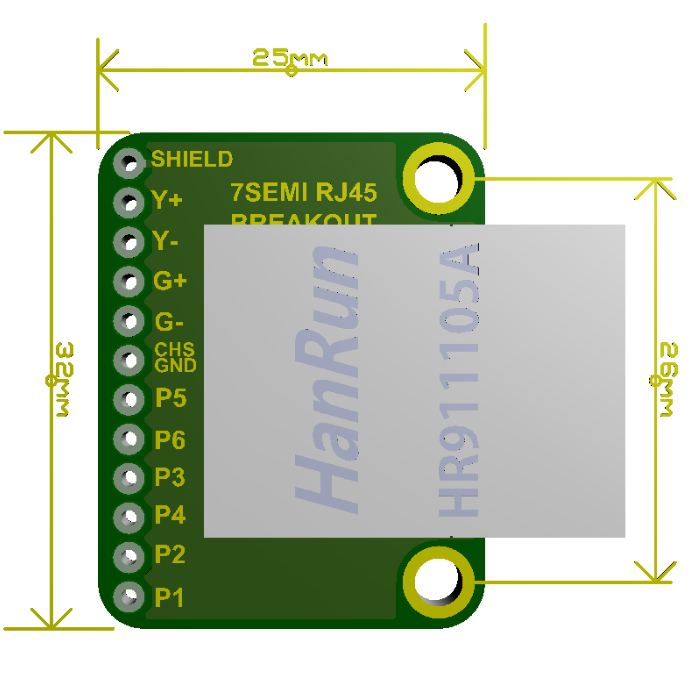 MagJack RJ45 Ethernet Connector Breakout Board -7Semi - Image 2