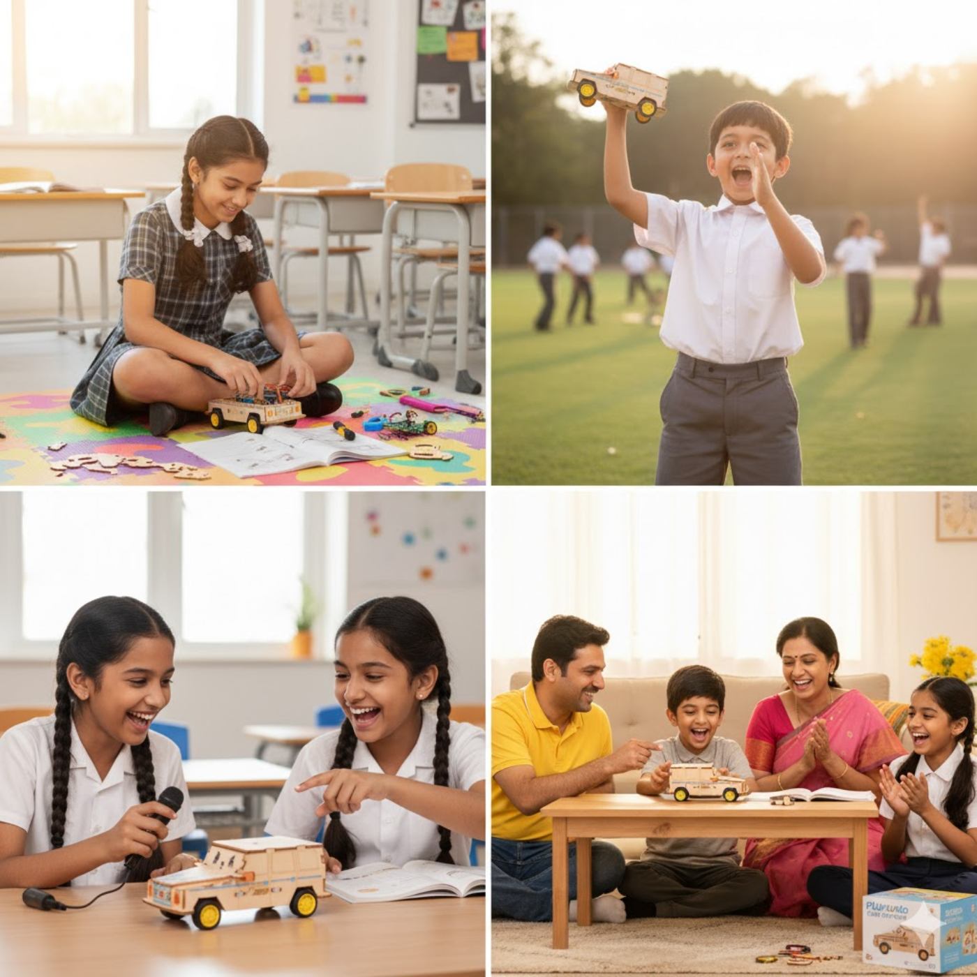 Pludo Clap Racer DIY Car Kit for Kids 8–11 | Grade 3–5 Voice-Controlled Robotic Car