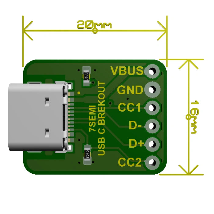 USB Type-C Connector Breakout (Female) - 7Semi - Image 2