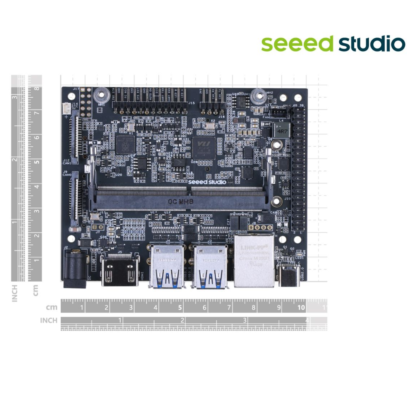 reComputer J401 Carrier Board for Jetson Orin Nano & Orin NX – Open-Source Expansion Board (Without Power Adapter)