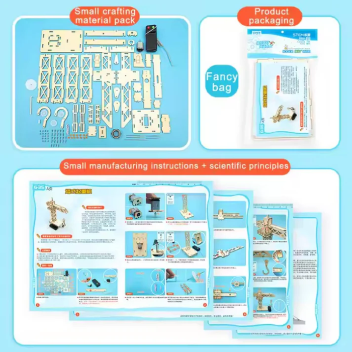 DIY Wooden Crane Tower Science Experimental Stem Kit for Kids - Image 4