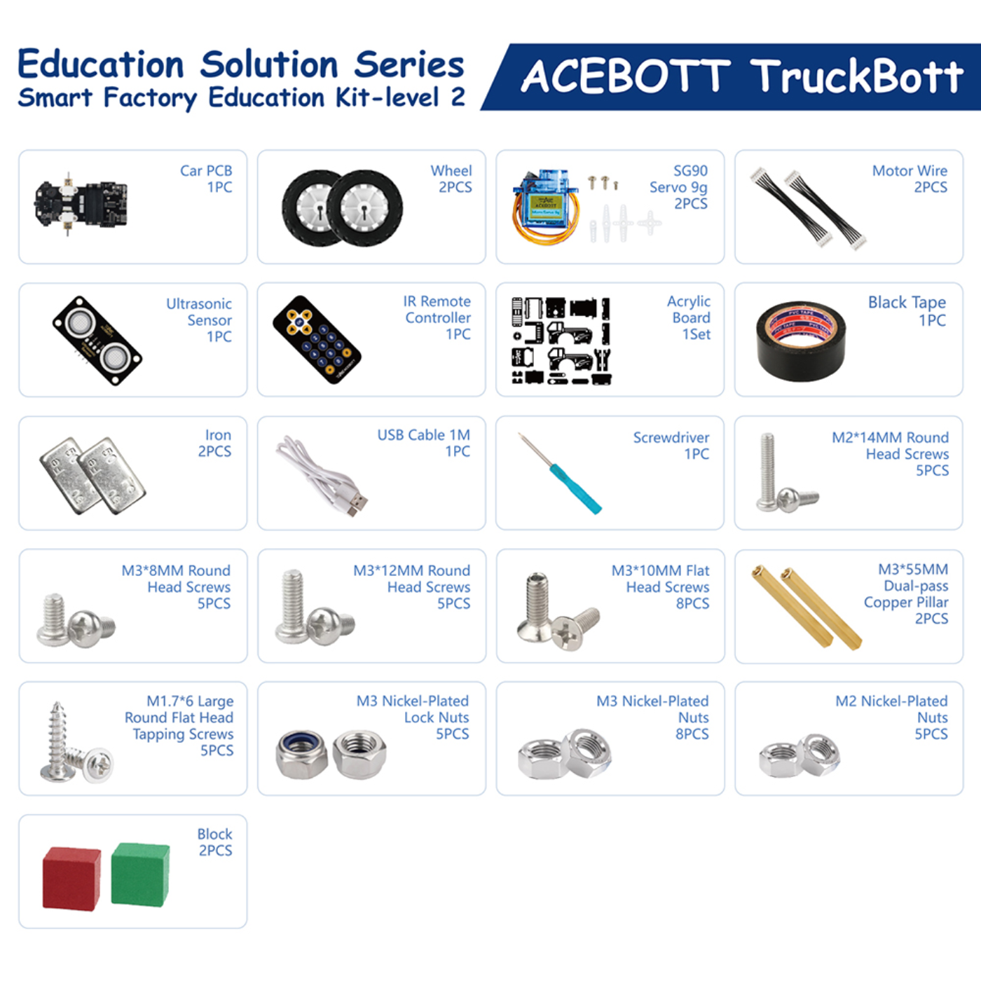 ACEBOTT QE032 TruckBott Smart Car Kit with ESP32 Controller Supports Arduino, ACECode & Python | STEM Classroom & Home Education – Year 5 Level 2