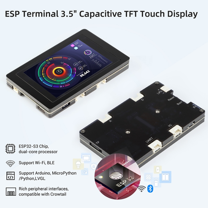 ELECROW ESP32 Terminal–with ESP32 3.5 inch parallel 480×320 TFT capacitive touch RGB display(RGB by chip ILI9488)