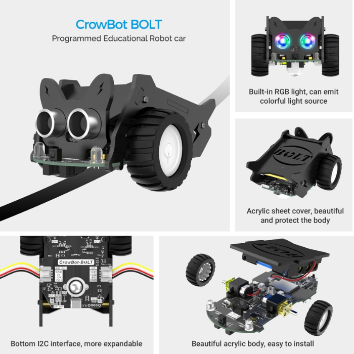 Elecrow - CrowBot BOLT - Open Source Programmable Smart Robot Car, STEAM Kit with Joystick Handle - Image 3