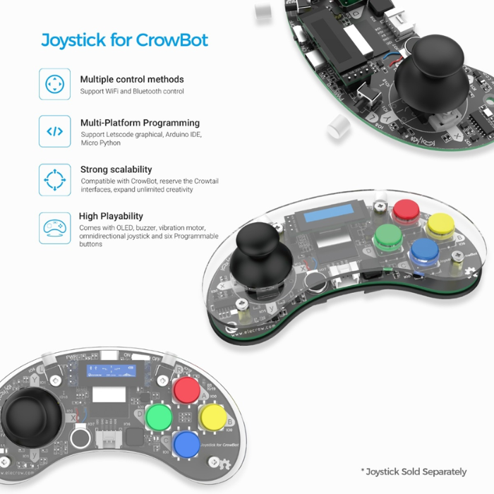 Elecrow - CrowBot BOLT - Open Source Programmable Smart Robot Car, STEAM Kit with Joystick Handle