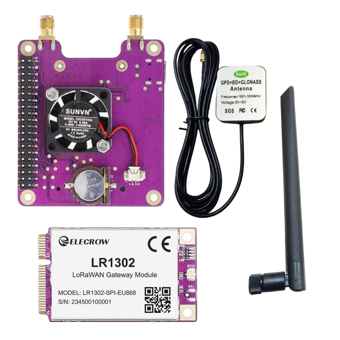 LR1302 LoRaWAN Gateway Module SPI EU868 SX1302 Long Range Gateway Module Support 8 Channels With Pi Net & Antenna Kit