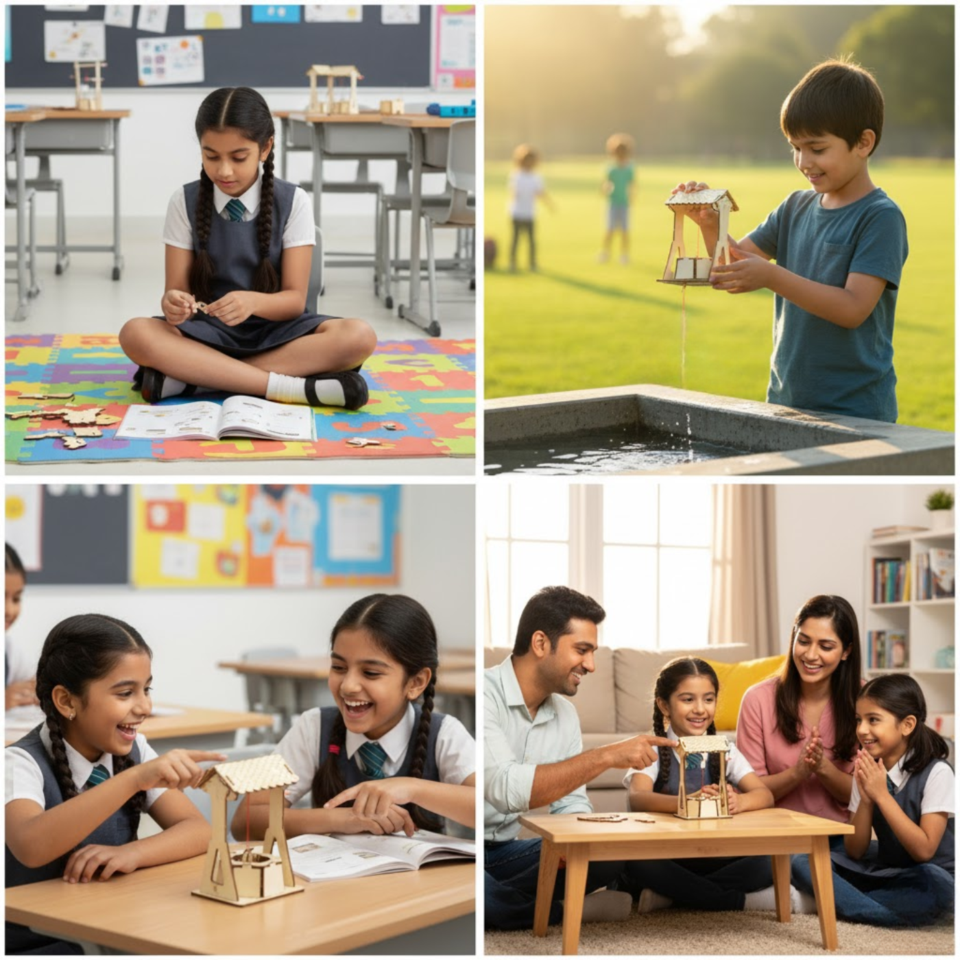 Pludo Pulley Well STEM Kit – DIY Smart Toy for Kids 8–11 | Grade 3–5 Wheel Transmission Project