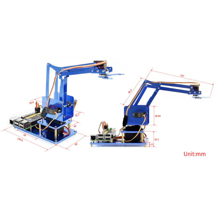 Waveshare 4-DOF Metal Robot Arm Kit for Raspberry Pi - Bluetooth/Wi-Fi Control