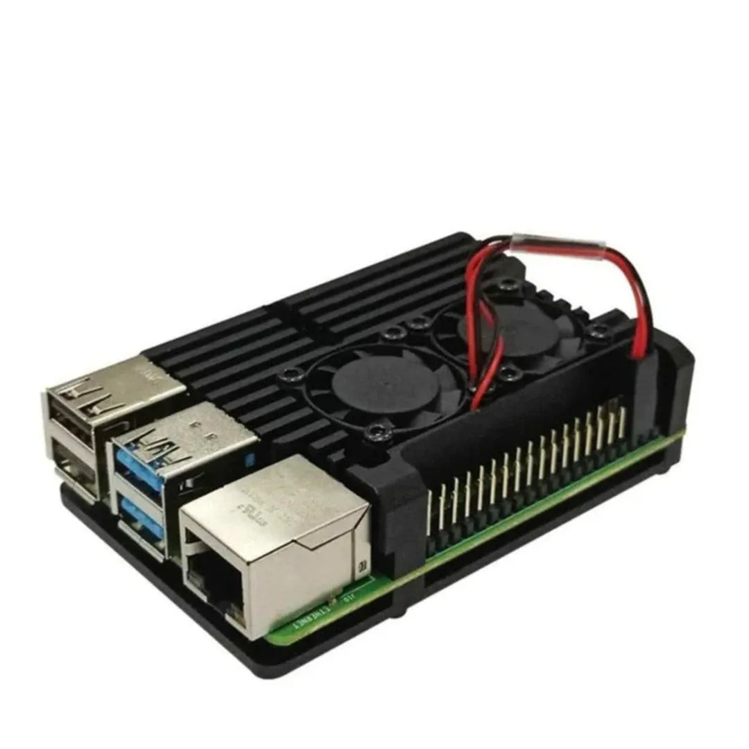 Raspberry Pi Metal Aluminium Case with Double Fans for Raspberry Pi 4B (Black) - Image 4