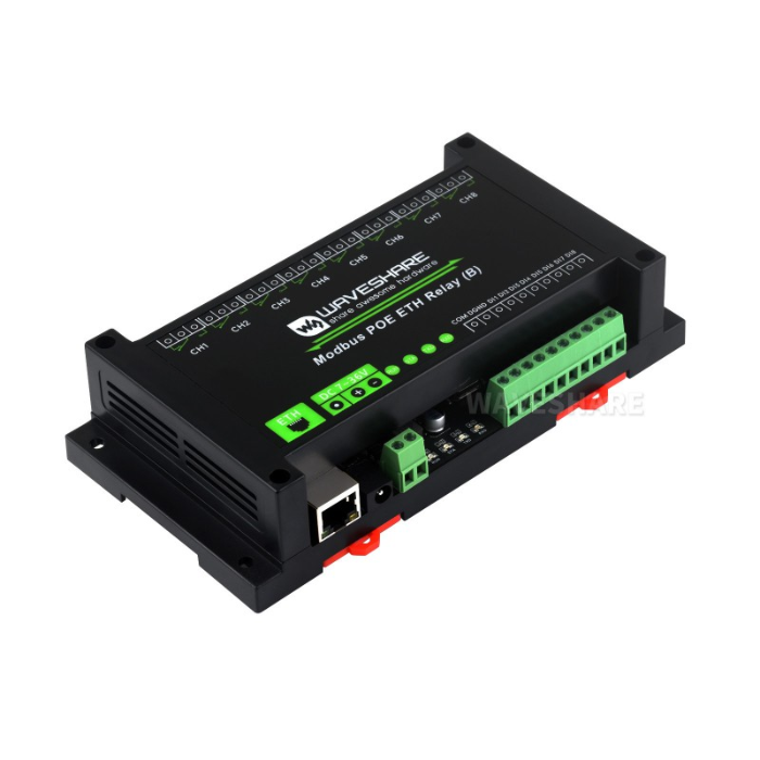 Waveshare Modbus PoE 8 Channel Ethernet Relay Module (B) with Digital Input - Image 2