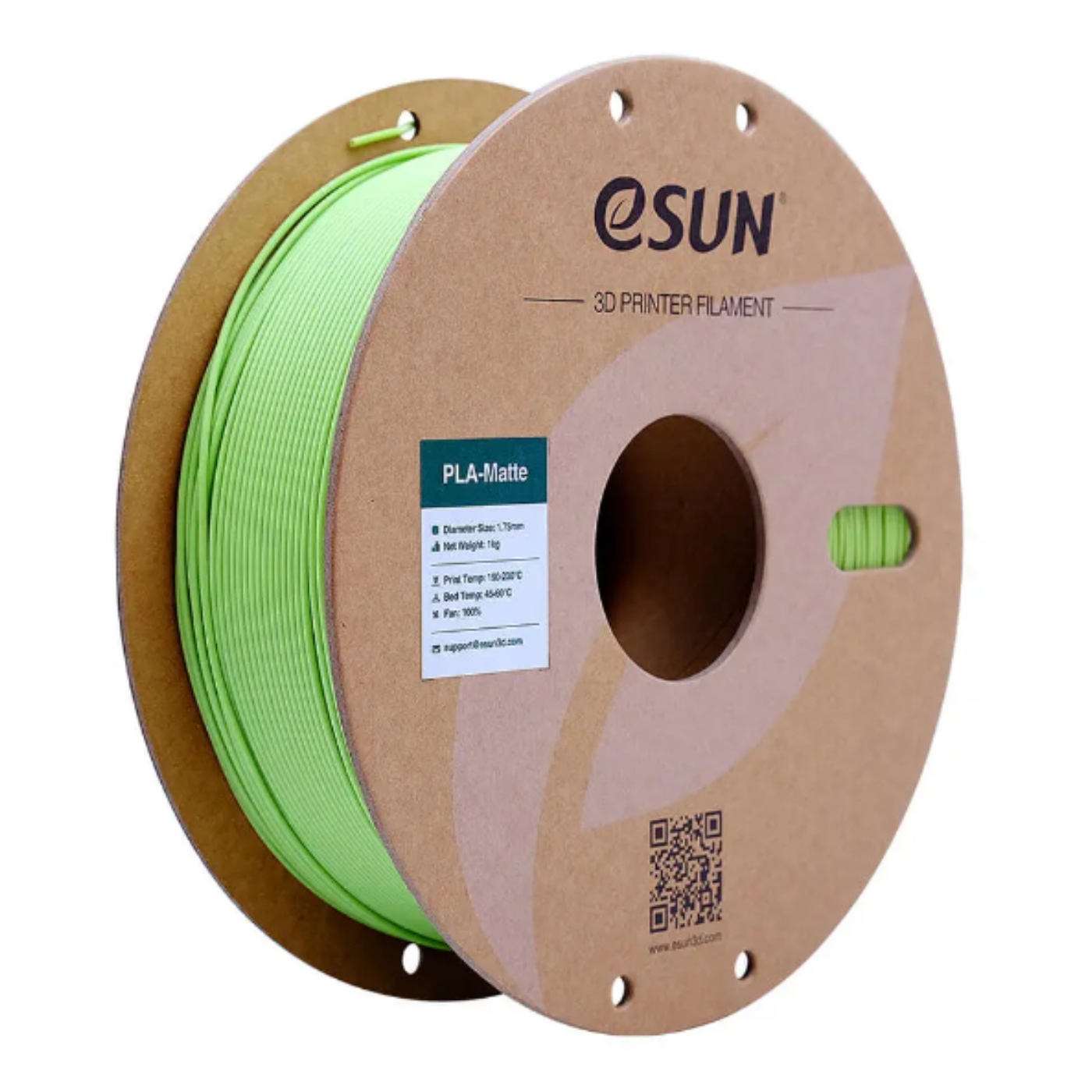 eSun 1.75mm PLA-Matte Filament 1kg Paper Roll Matcha Green