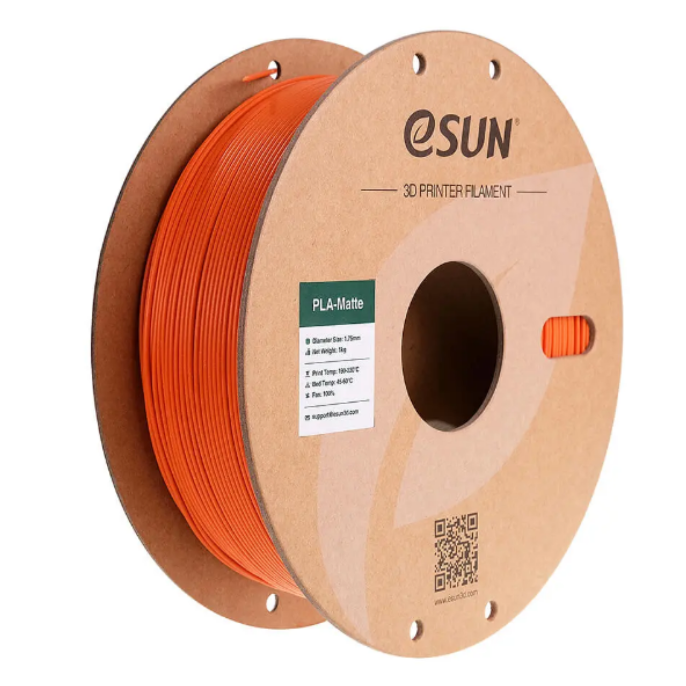 eSun PLA-Matte Filament 1.75mm 1kg Paper Roll Tangerine Color - Image 3