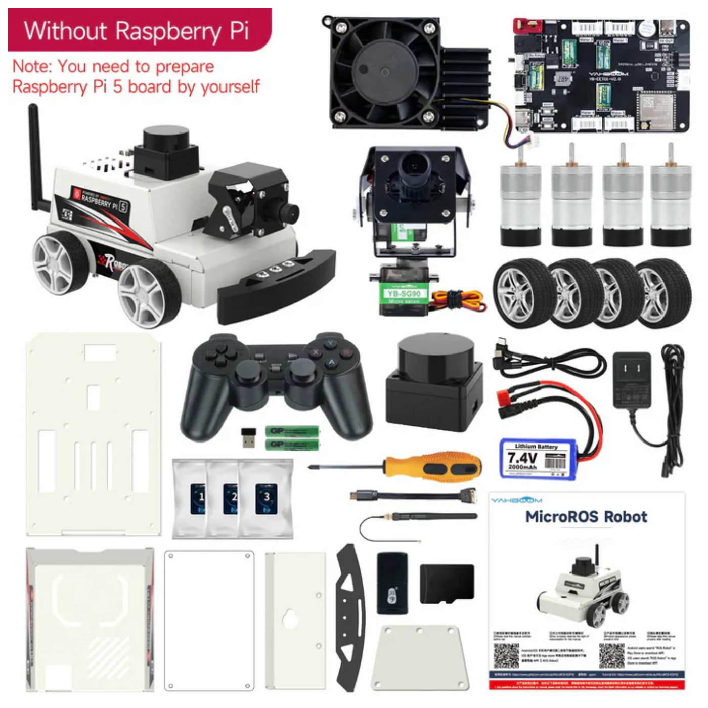 MicroROS-Pi5 ROS2 Robot Car (Without Raspberry Pi)
