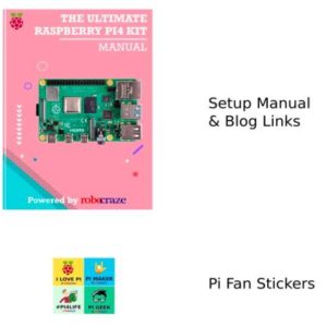Raspberry Pi4 2-4-8GB Model 4B Ultimate Kit- Case, Power Adapter, Ethernet Cable, SD Card, Sensors and Manual