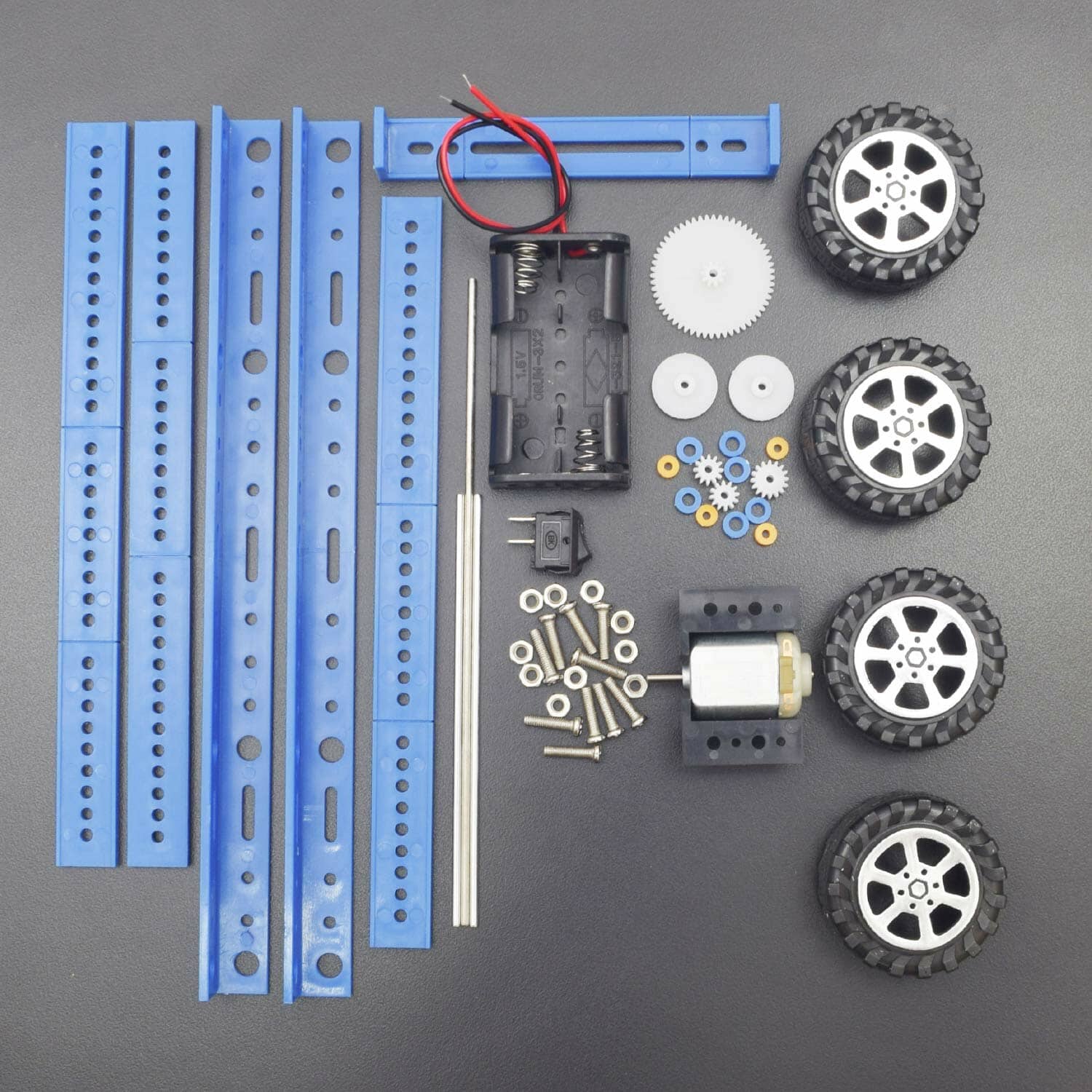 DIY Blue Electric 4-wheel Drive Car Model