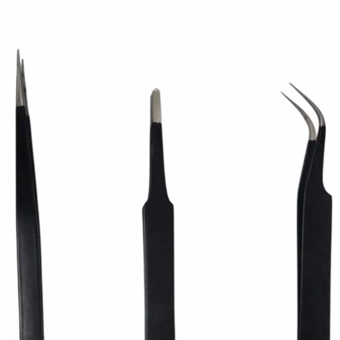 Robocraze Black Epoxy Coated Tweezer Set of 3 (SS,2A,7) - Image 3
