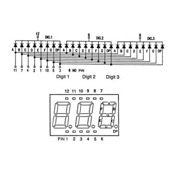0.56 inch Red 3 Digit 7 Segment LED Display CC 11pin (Pack of 2) - Image 2