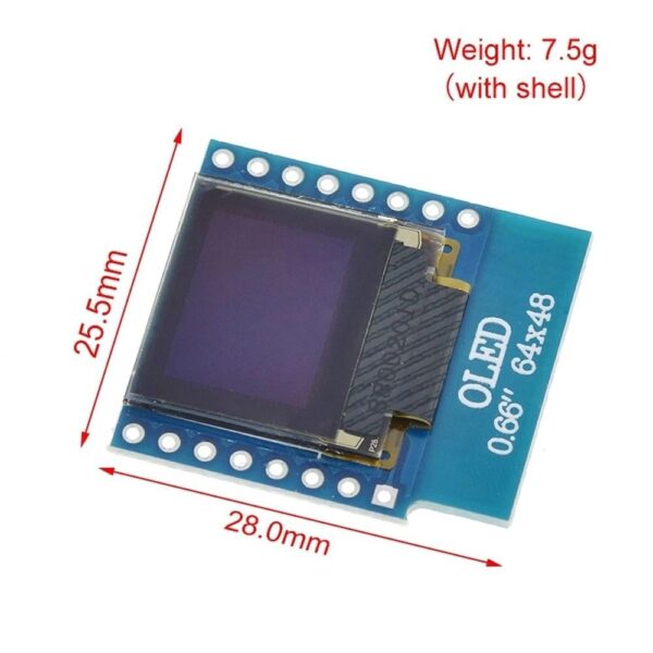 0.66 Inch OLED Module IIC/I2C for D1 MINI (White) - Image 5