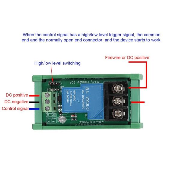 1 Channel Relay Module 30A with Optocoupler Isolation 24V Supports High and Low Triger with Guide Rail - Image 8