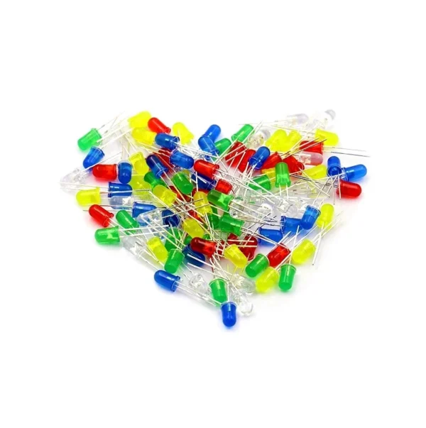 100pcs 3mm Light Assorted Kit DIY LEDs Set (20 LEDs x White Yellow Red Green Blue)
