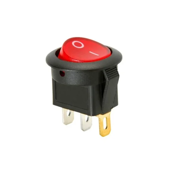 10A 250V AC SPDT ON-OFF Round Rocker Switch with Light