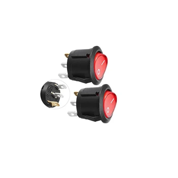 10A 250V AC SPDT ON-OFF Round Rocker Switch with Light - Image 2