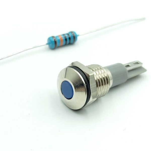 10mm 12-24v Blue LED Light Flat head metal indicator