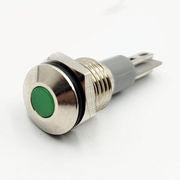 10mm 3V-6V Green LED Flat Head Metal Indicator Light