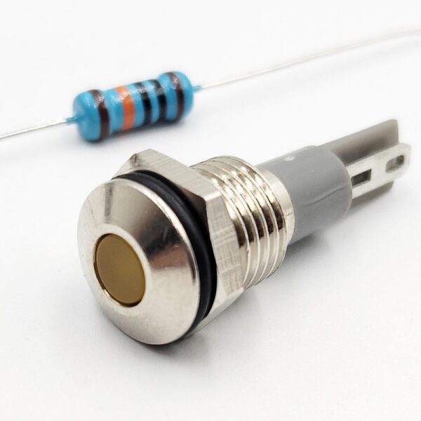 10mm 12-24v Yellow Light Flat head metal indicator lamp