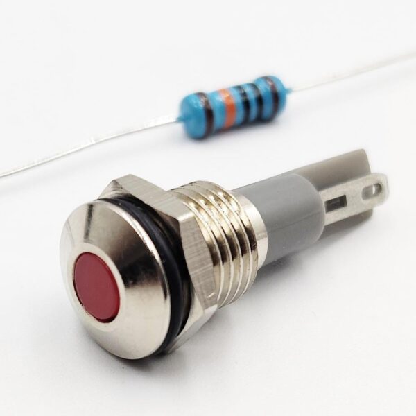 10mm 12-24v Red Flat Metal Indicator Panel Mount LED Lamp with wire