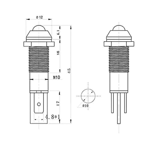 10mm 3-6v Red Light Flat head metal indicator lamp - Image 4