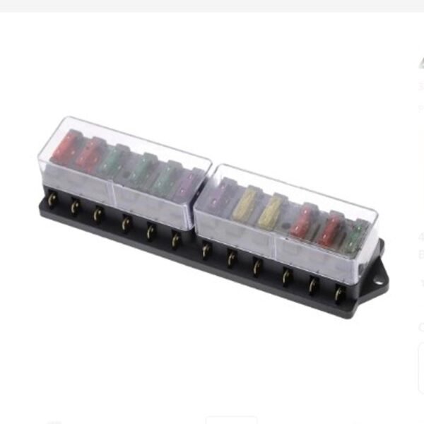 10 Way Car Fuse Box Car Fuse Holder Car Truck Auto Blade Fuse Box with 10 Fuses for 12V 24V ATO Standard Circuit