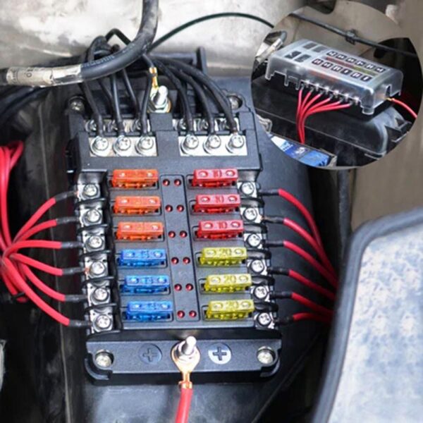 12-Way Car Boat Blade Fuse Box Block Holder LED Indicator 12V 32V Auto Marine Waterproof Power Distribution Panel Board - Image 4