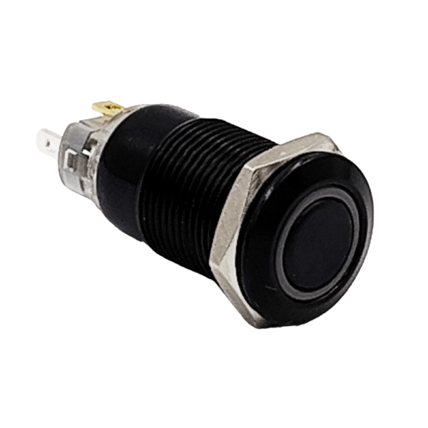 12mm 12-24v Red Latching Flat 4-Pins Black Oxide Metal Switch
