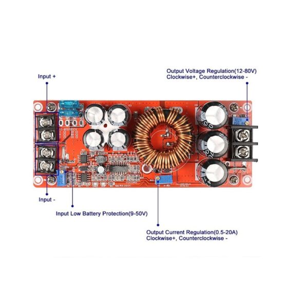 1200w DC DC Boost Step Up Converter 8-60V to 12-83V 20A For Car Laptop Solar Battery - Image 3