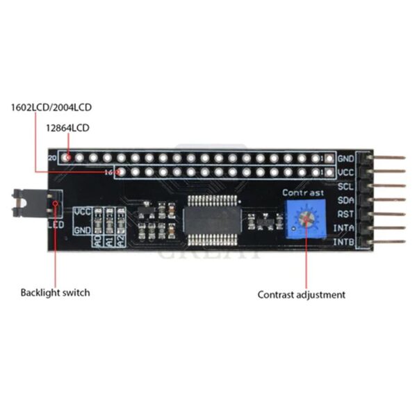 128×64 adapter module to I2C Driver MCP23017 - Image 4