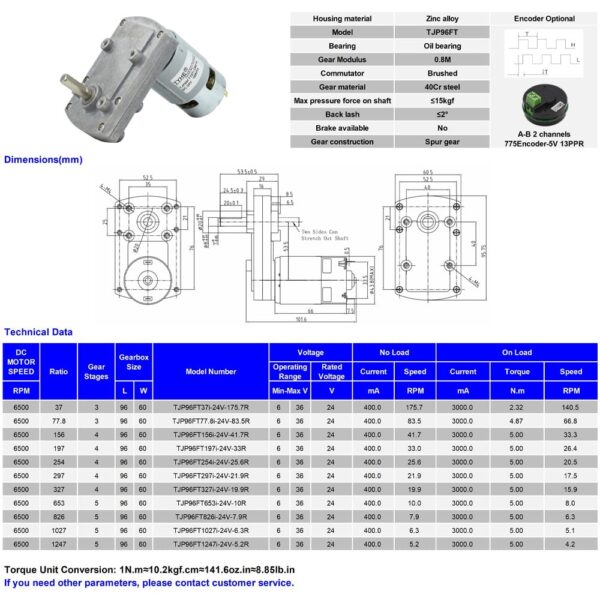 96GB-555 12V 60 RPM Rectangular Gearbox Motor - Image 3