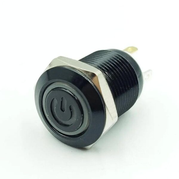 12mm 12-24V Blue Flat Non-Latching 4-Pins Ultrashort Black Oxide Metal Switch