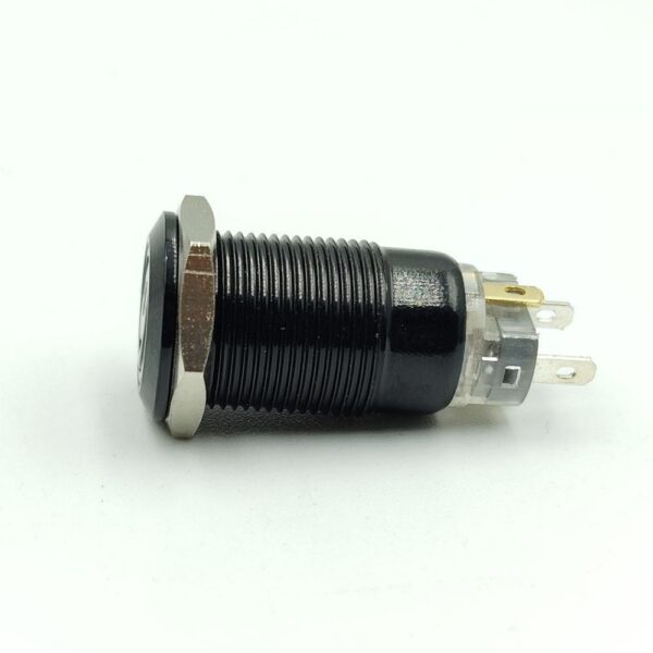 12mm 12-24v Red Latching Flat 4-Pins Black Oxide Metal Switch - Image 3