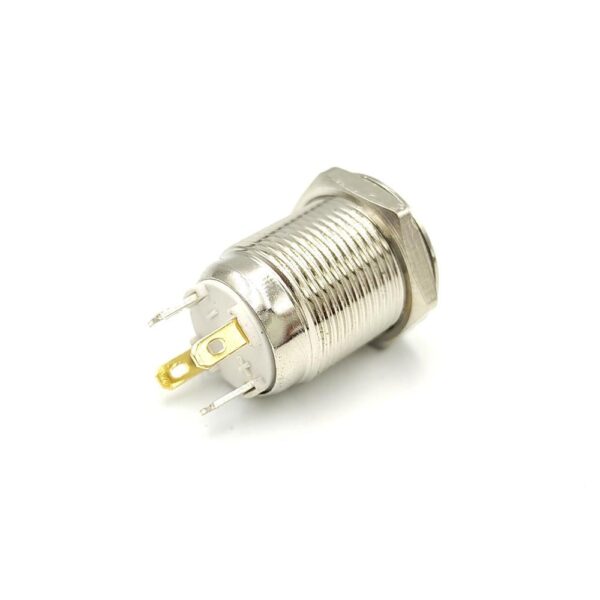 12mm 12-24v 4-pins Green Flat Head Non-Latching Silver Metal Switch - Image 5